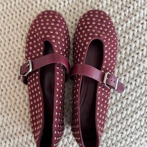 SCHUTZ Burgundy Studded Flats
